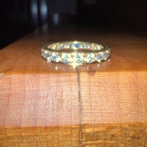 VINTAGE 14K YELLOW GOLD CZ   ETERNITY BAND APPROX. SIZE 6 W/MILGRAIN DETAIL